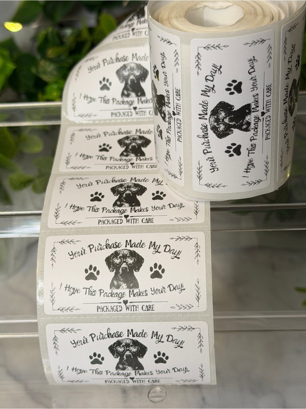 200 Dog Thank You Stickers 2x1 Packaged with Care Small Business Shipping Label